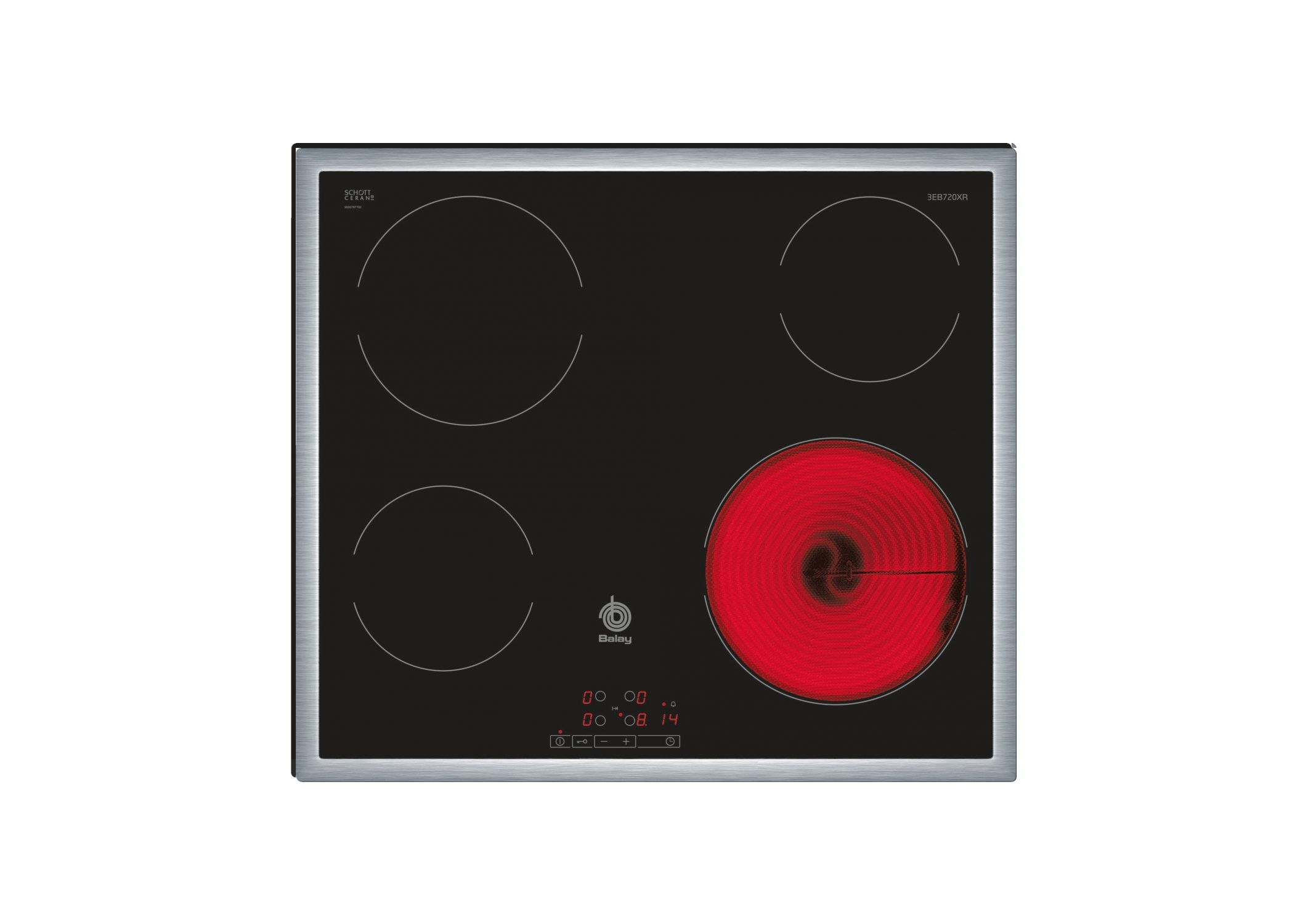 Placa inducción  Balay 3EB985LU, 4 zonas, 28 cm, Negro