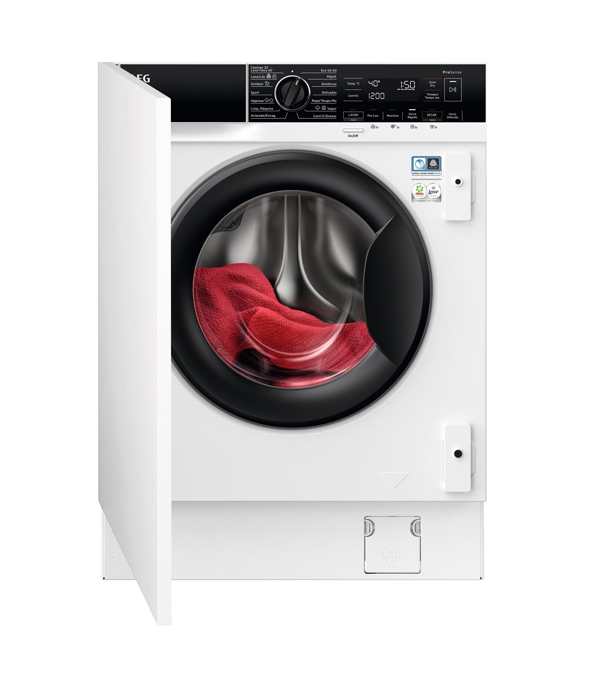 Lavadora y secadora integrable con una capacidad de 7 kg en color